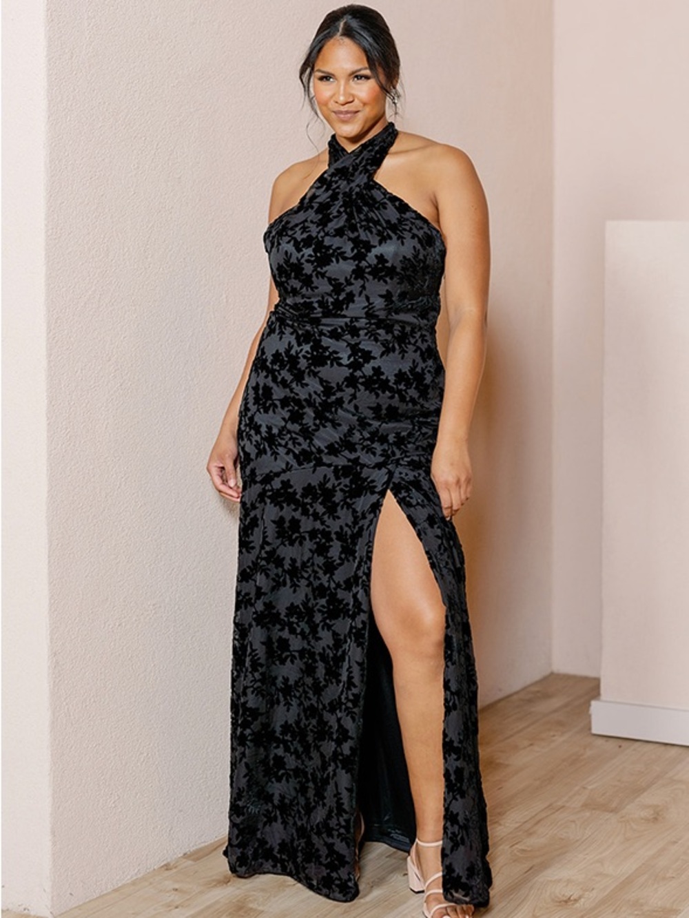 Revelry Athena Floral Burnout Velvet Dress